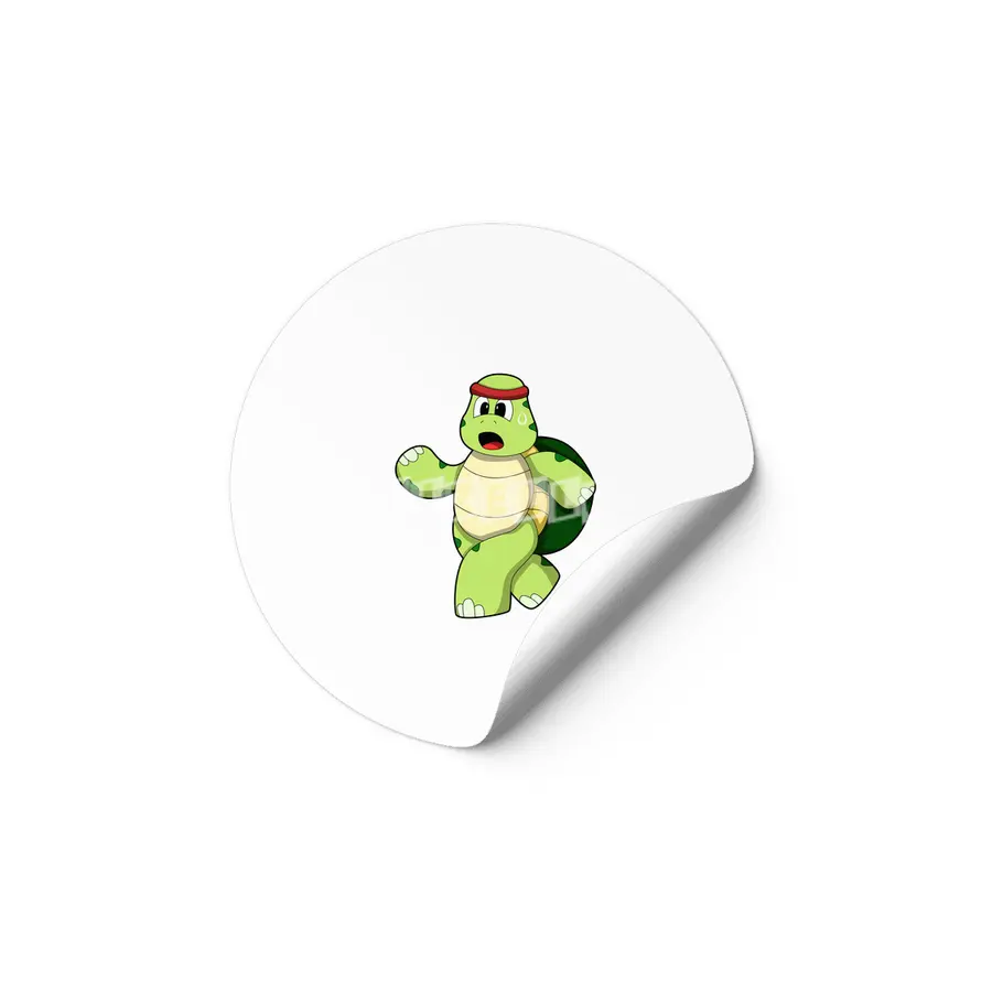 Turtle at Running with Headband Etiket