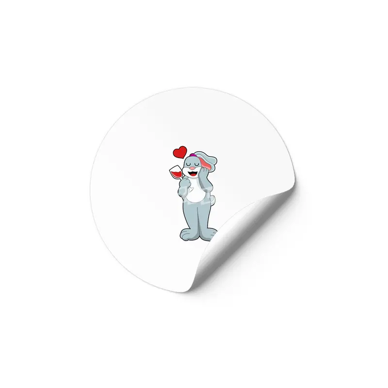 Rabbit with Glass of Wine & Heart Etiket
