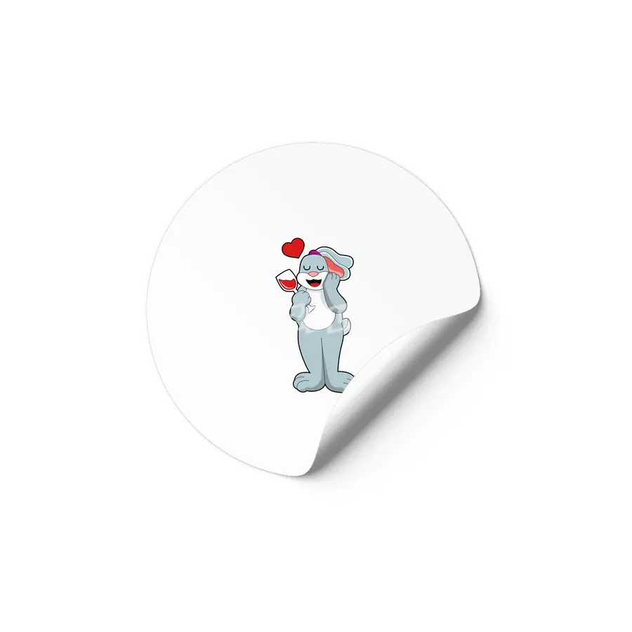 Rabbit with Glass of Wine & Heart Etiket