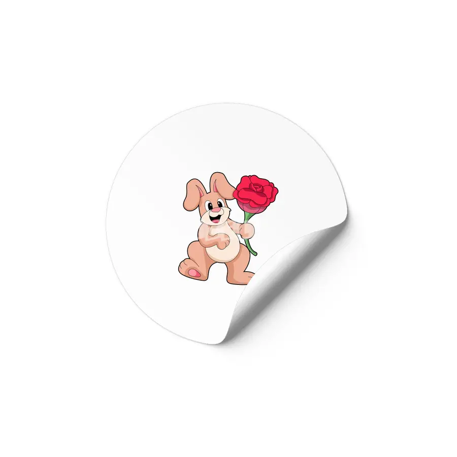 Rabbit with red Rose Etiket