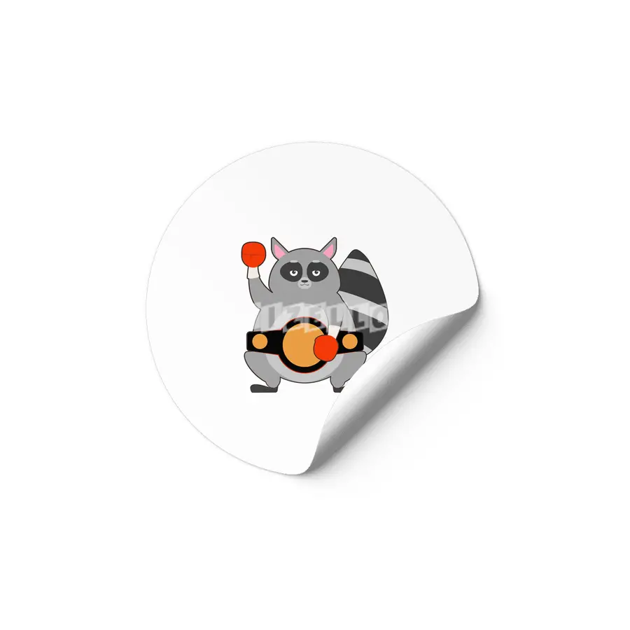 Raccoon as Boxing champ with Belt Etiket
