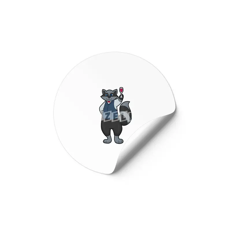 Raccoon with Wine glass Etiket