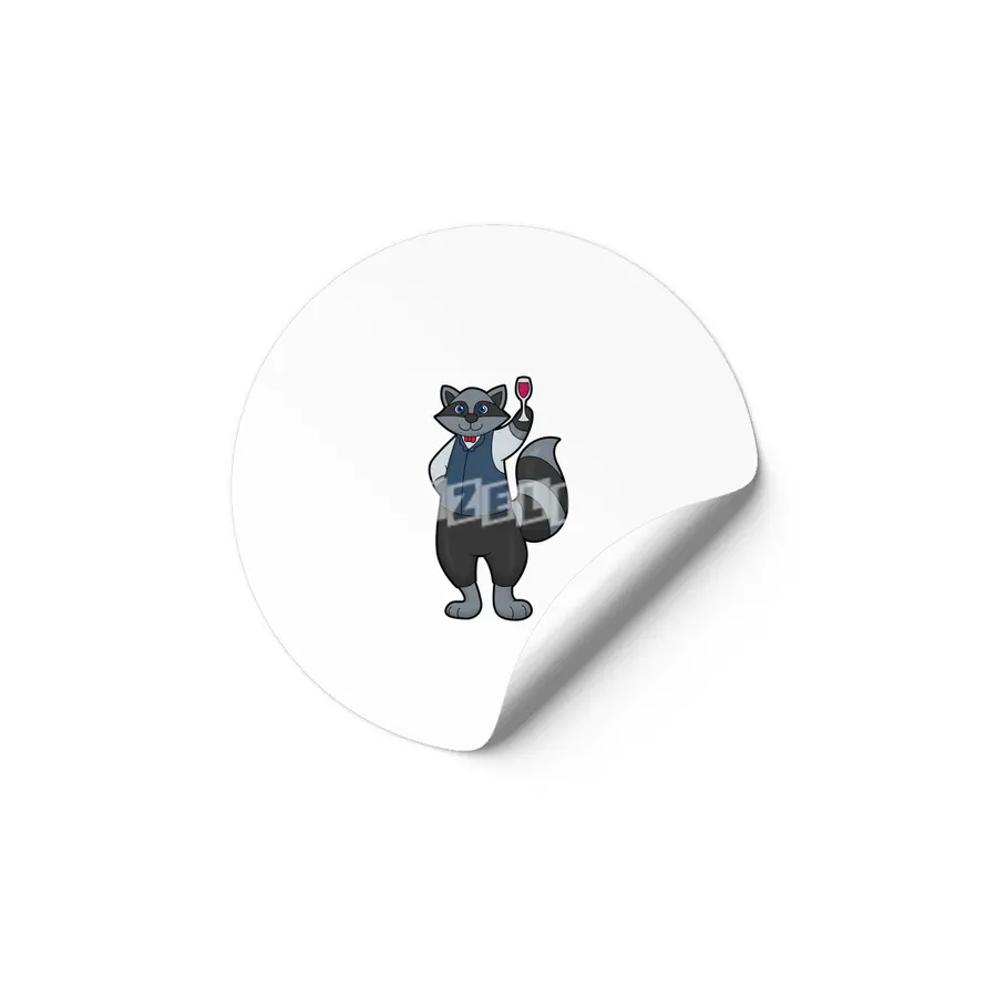 Raccoon with Wine glass Etiket