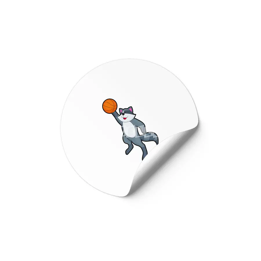 Racoon as Basketball player with Basketball Etiket