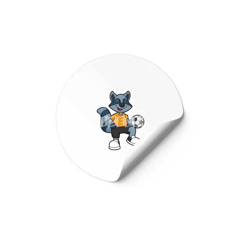 Racoon as Soccer player with Soccer ball Etiket