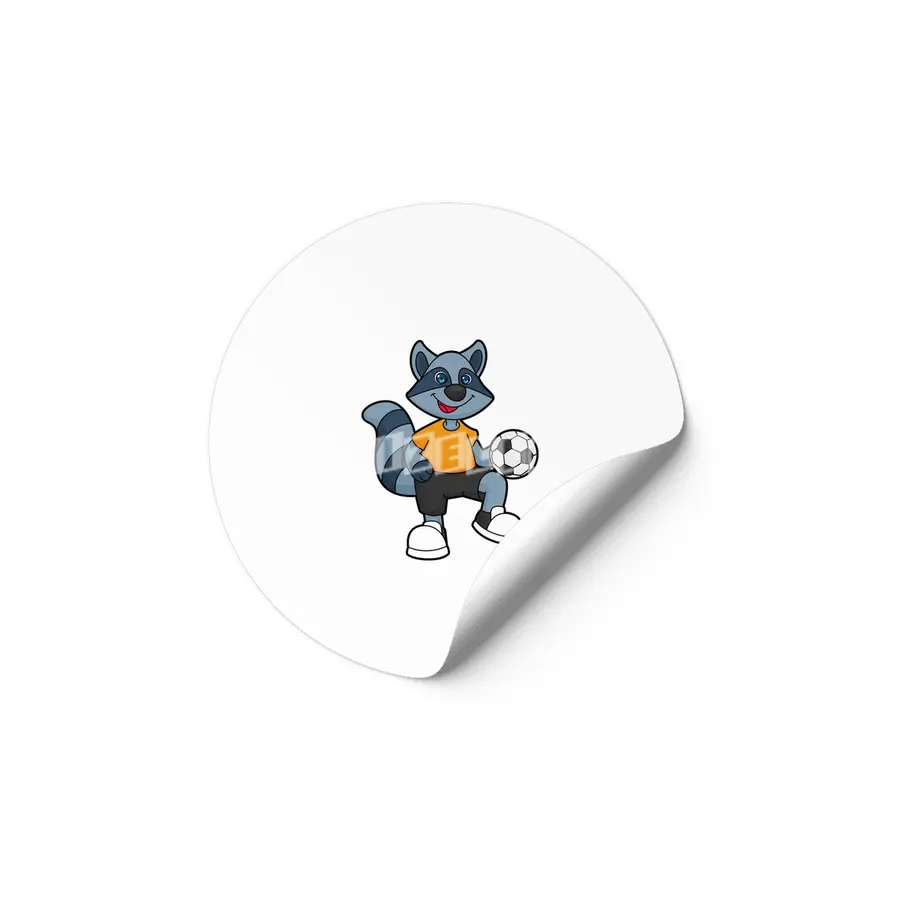 Racoon as Soccer player with Soccer ball Etiket