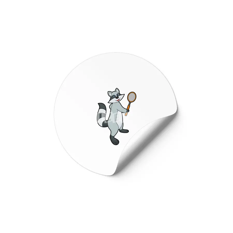 Racoon as Tennis player with Tennis racket Etiket