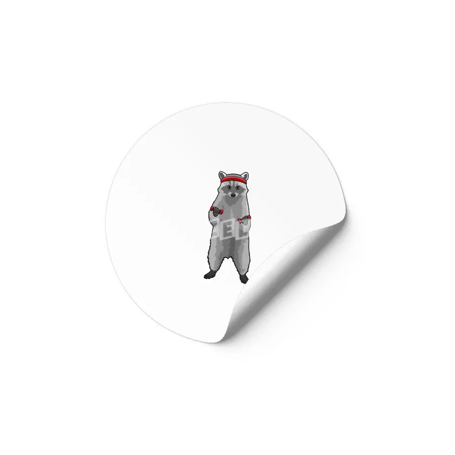 Racoon at Fitness with Dumbbells Etiket