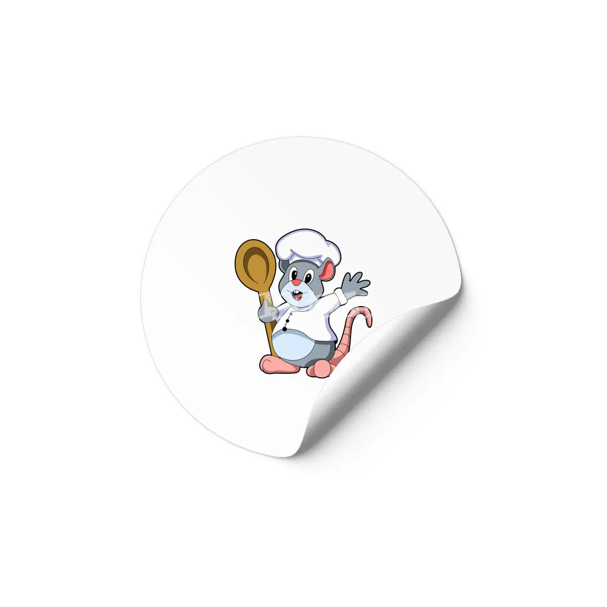 Rat as Chef with Cooking apron & Wooden spoon Etiket