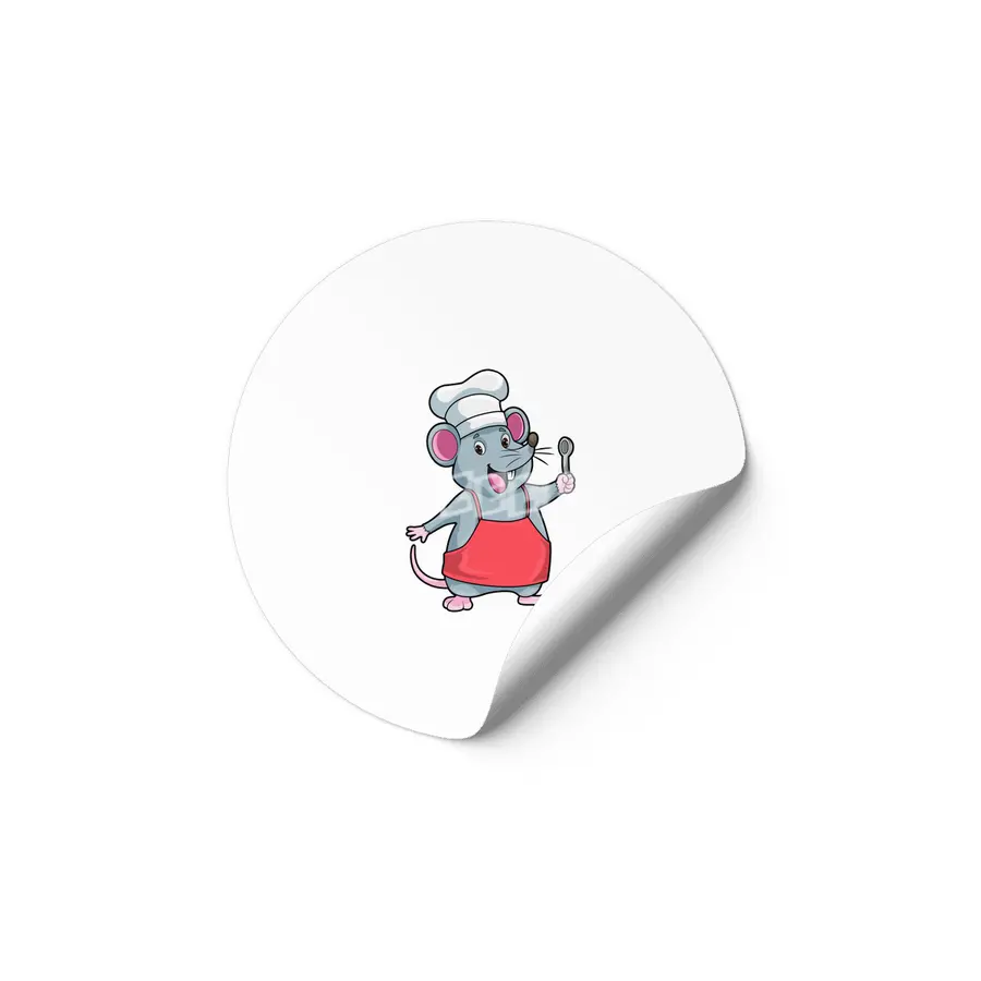 Rat as Chef with Cooking apron & Wooden spoon Etiket