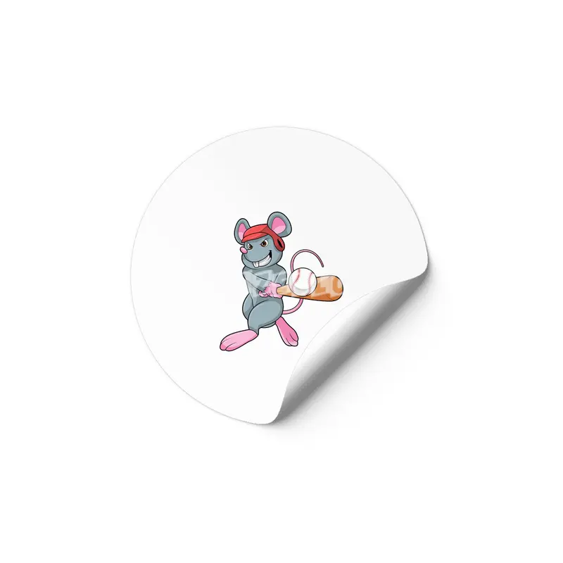 Rat at Baseball with Baseball bat & Helmet Etiket