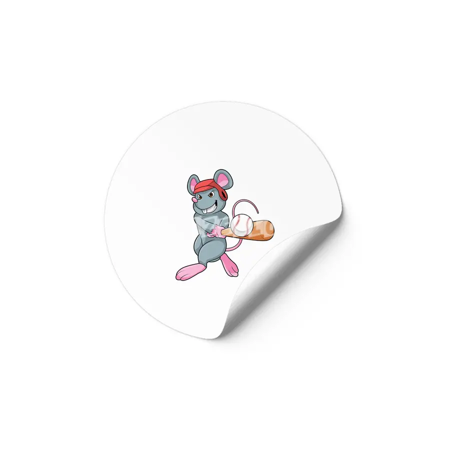 Rat at Baseball with Baseball bat & Helmet Etiket