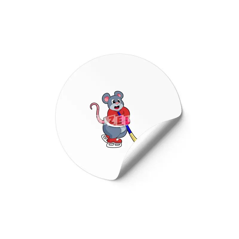 Rat at Ice hockey with Ice hockey stick Etiket