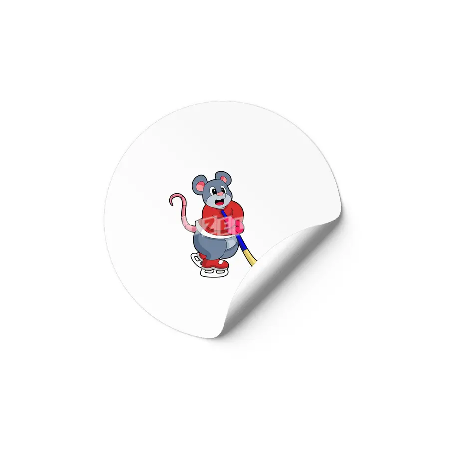 Rat at Ice hockey with Ice hockey stick Etiket