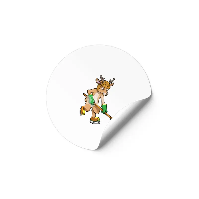 Reindeer at Ice hockey with Ice hockey stick Etiket
