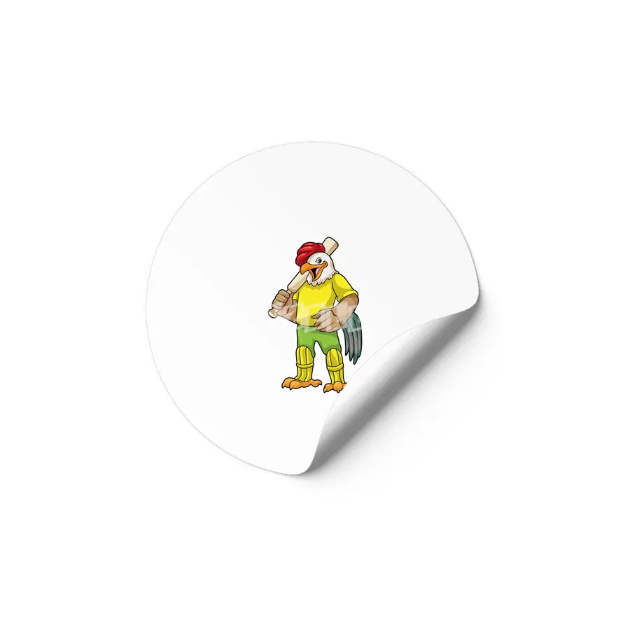 Rooster as Batsman with Cricket bat Etiket