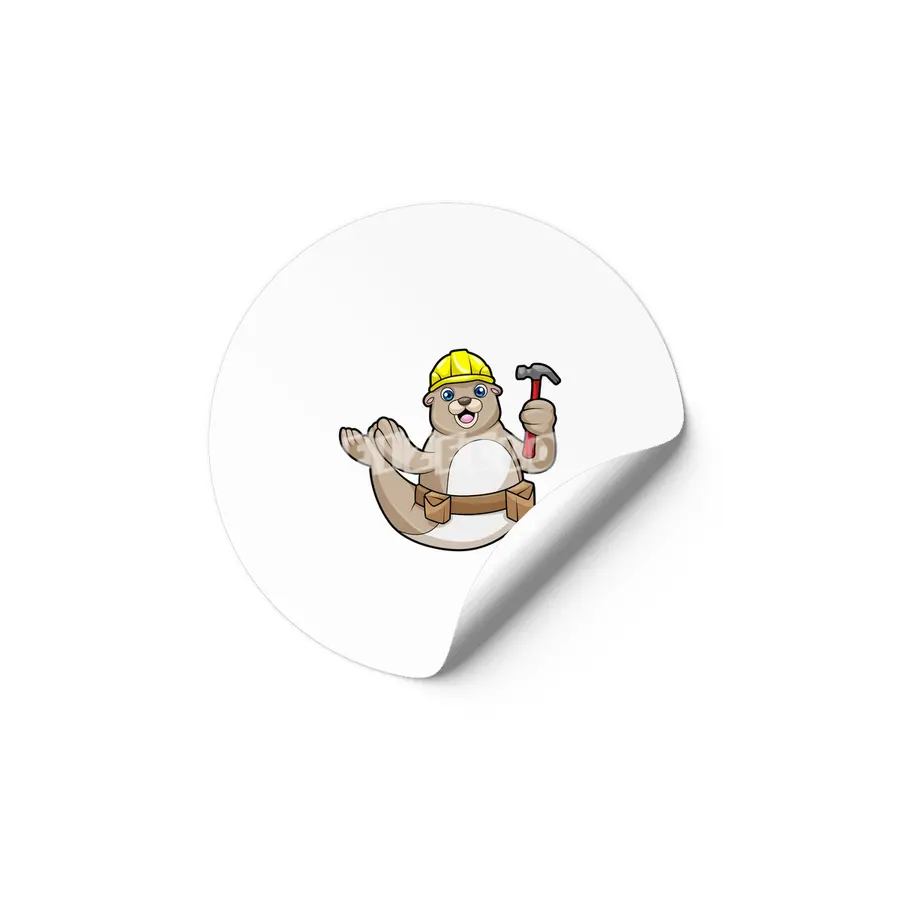 Seal as Carpenter with Hammer & Hat Etiket