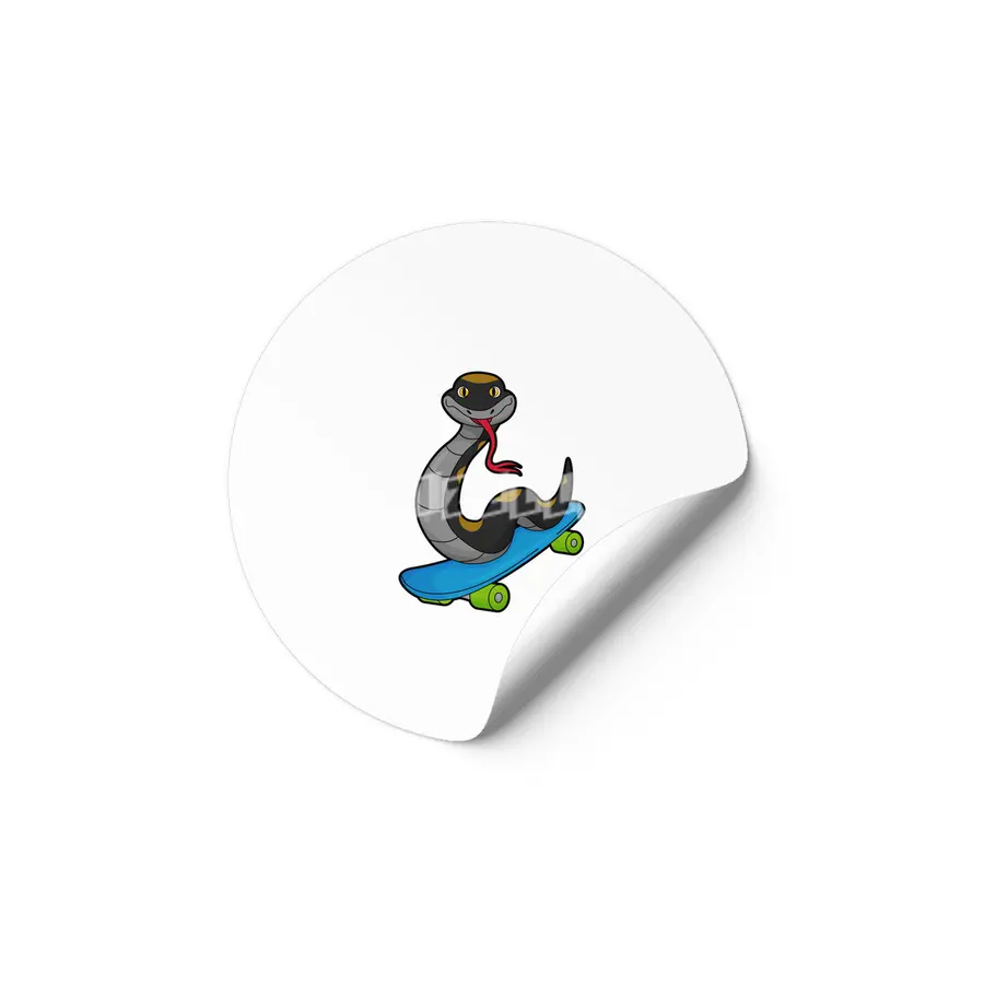 Snake as Skater with Skateboard Etiket