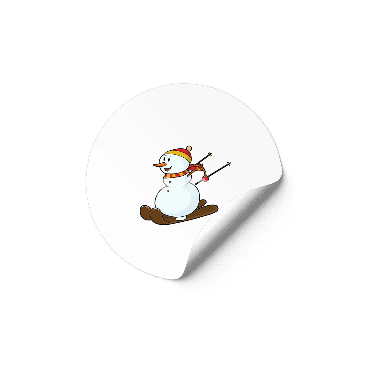 Snowman as Skier with Skis & Cap Etiket
