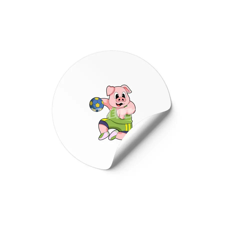 Pig as Handball player with Handball Etiket
