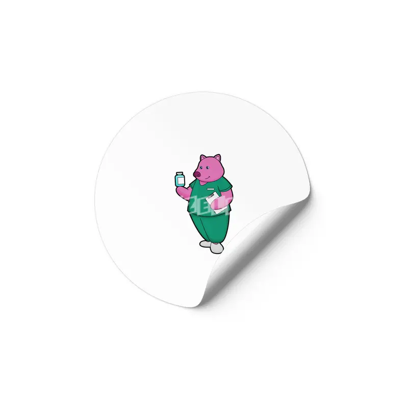 Pig as Nurse with Medicine Etiket