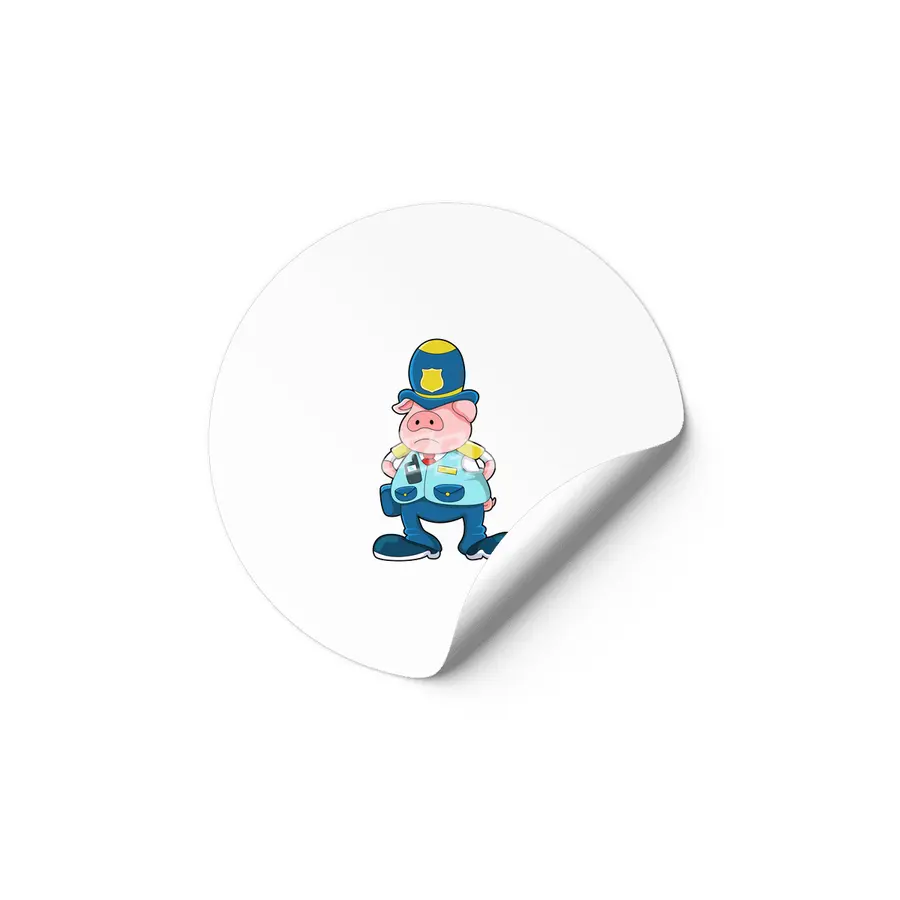Pig as Police officer with Police Uniform & Hat Etiket