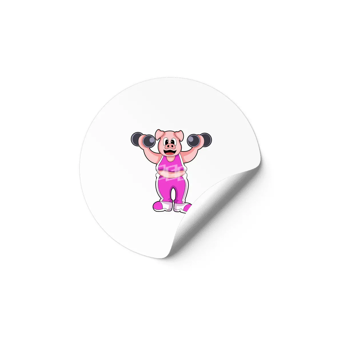 Pig at Bodybuilding with Dumbbells Etiket