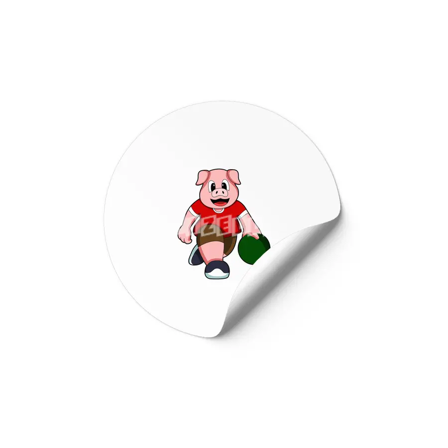Pig at Bowling with Bowling ball Etiket