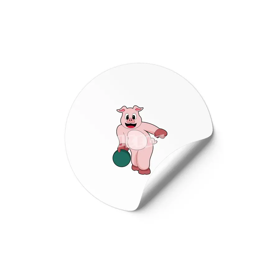 Pig at Bowling with Bowling ball Etiket
