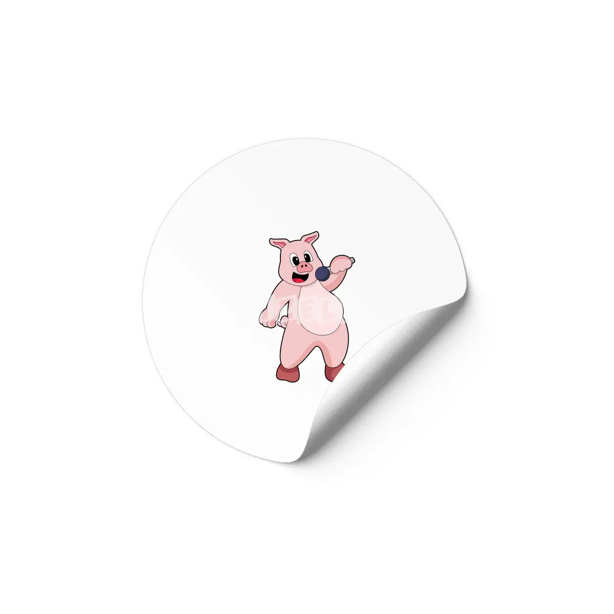 Pig at Singing with Microphone Etiket