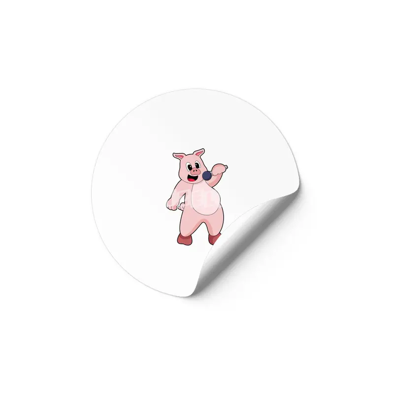 Pig at Singing with Microphone Etiket