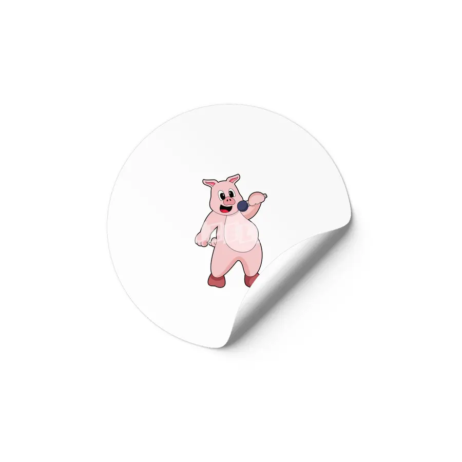 Pig at Singing with Microphone Etiket