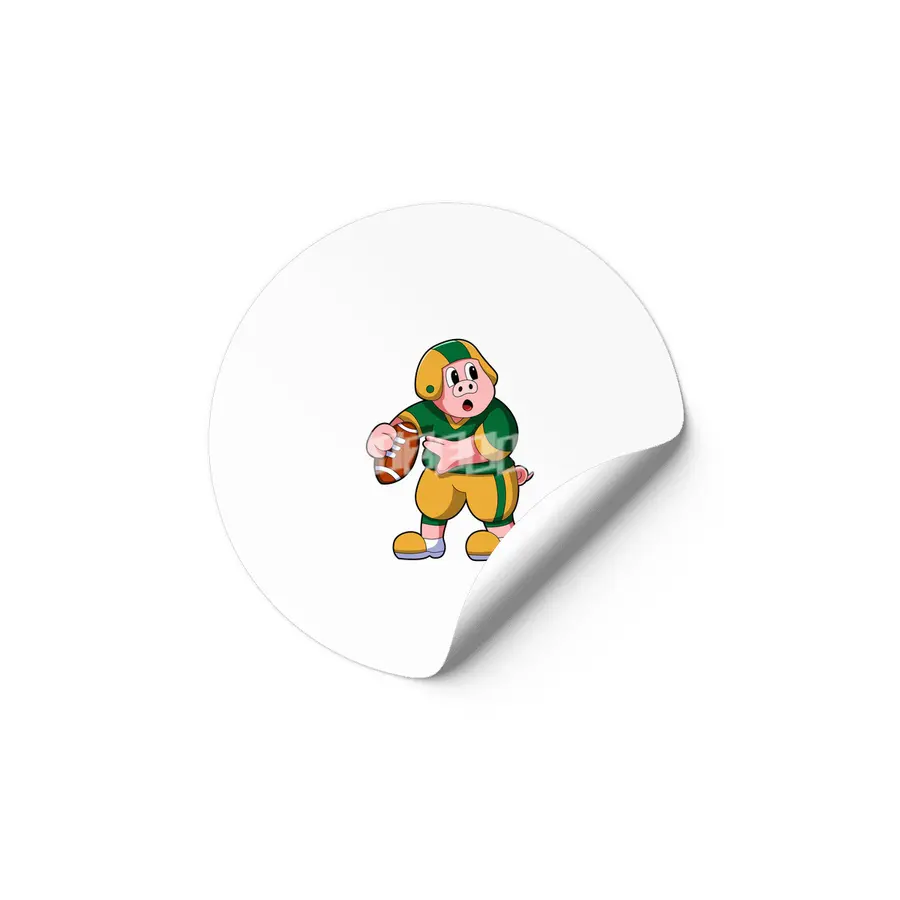Pig at Sports with Football & Helmet Etiket