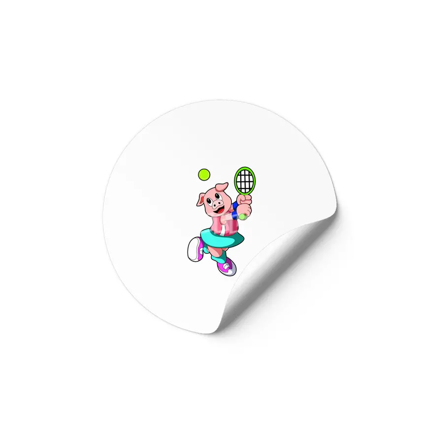 Pig at Tennis with Tennis racket & Skirt Etiket
