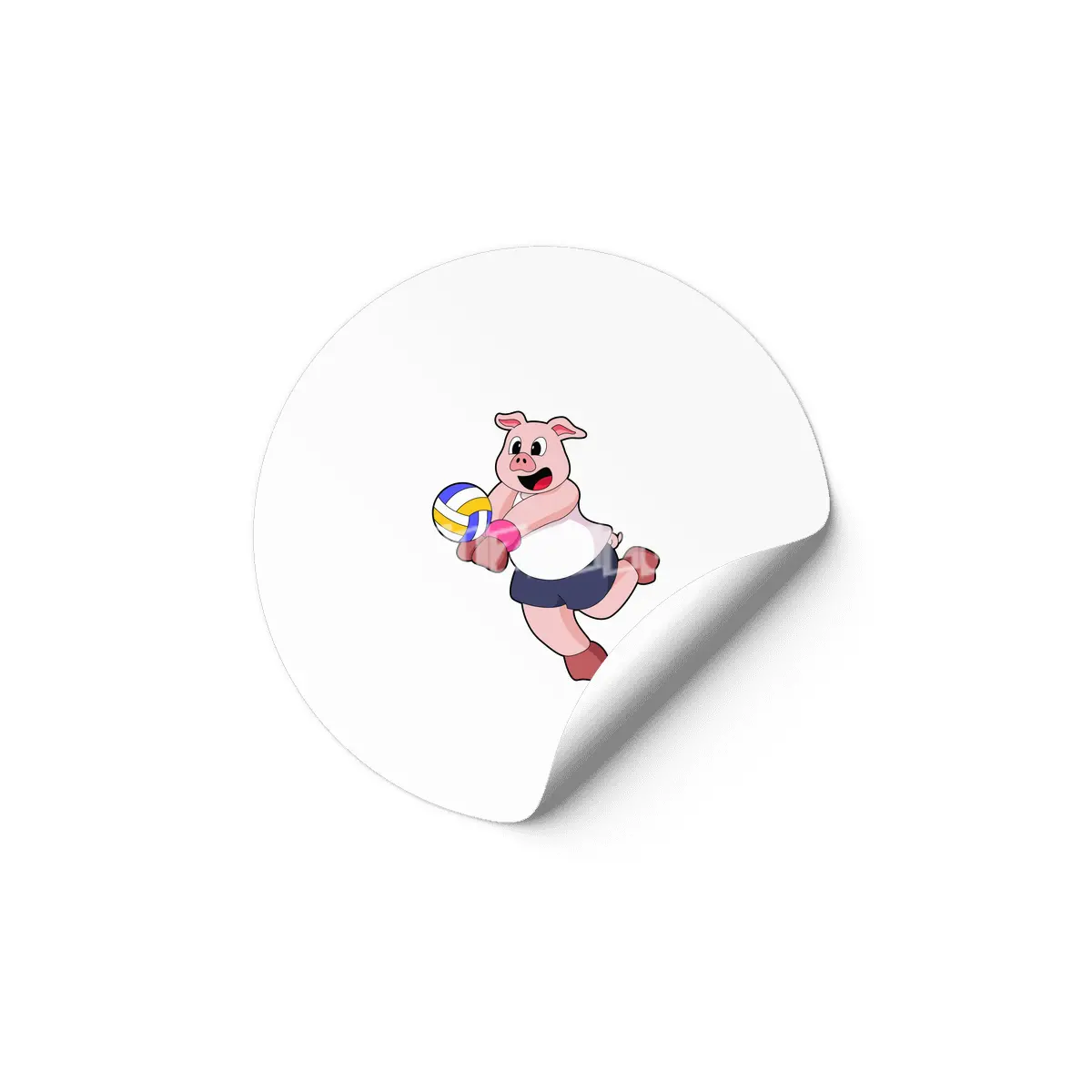Pig at Volleyball Sports Etiket