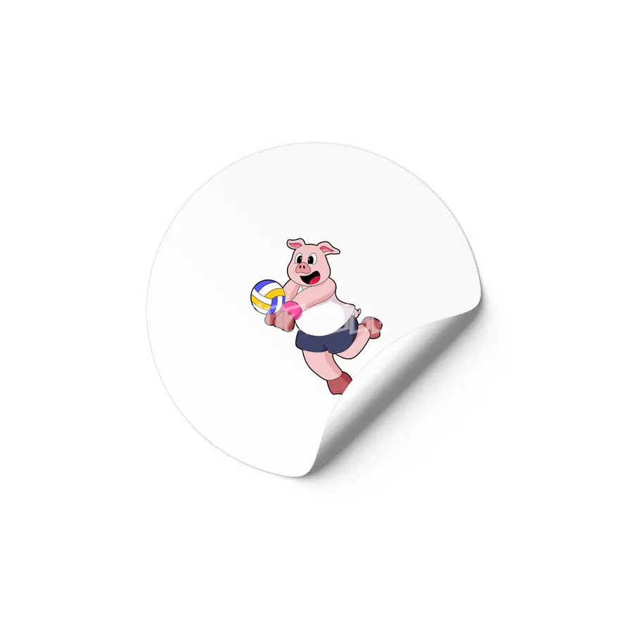Pig at Volleyball Sports Etiket