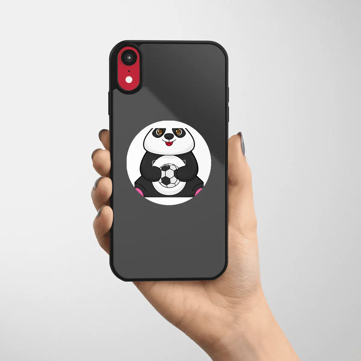 Panda as Soccer player with Soccer ball Etiket