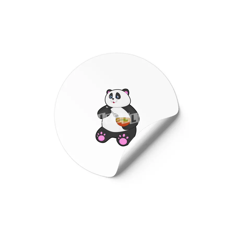 Panda at Eating with Spoon & Bowl Etiket