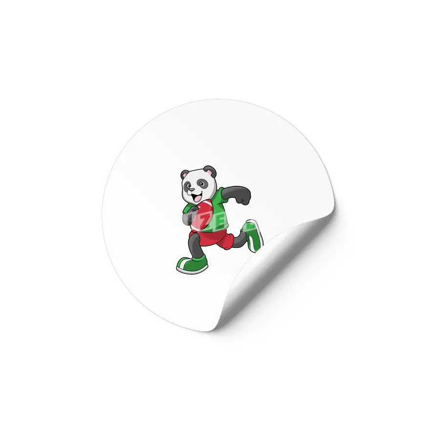 Panda at Football with Equipment Etiket