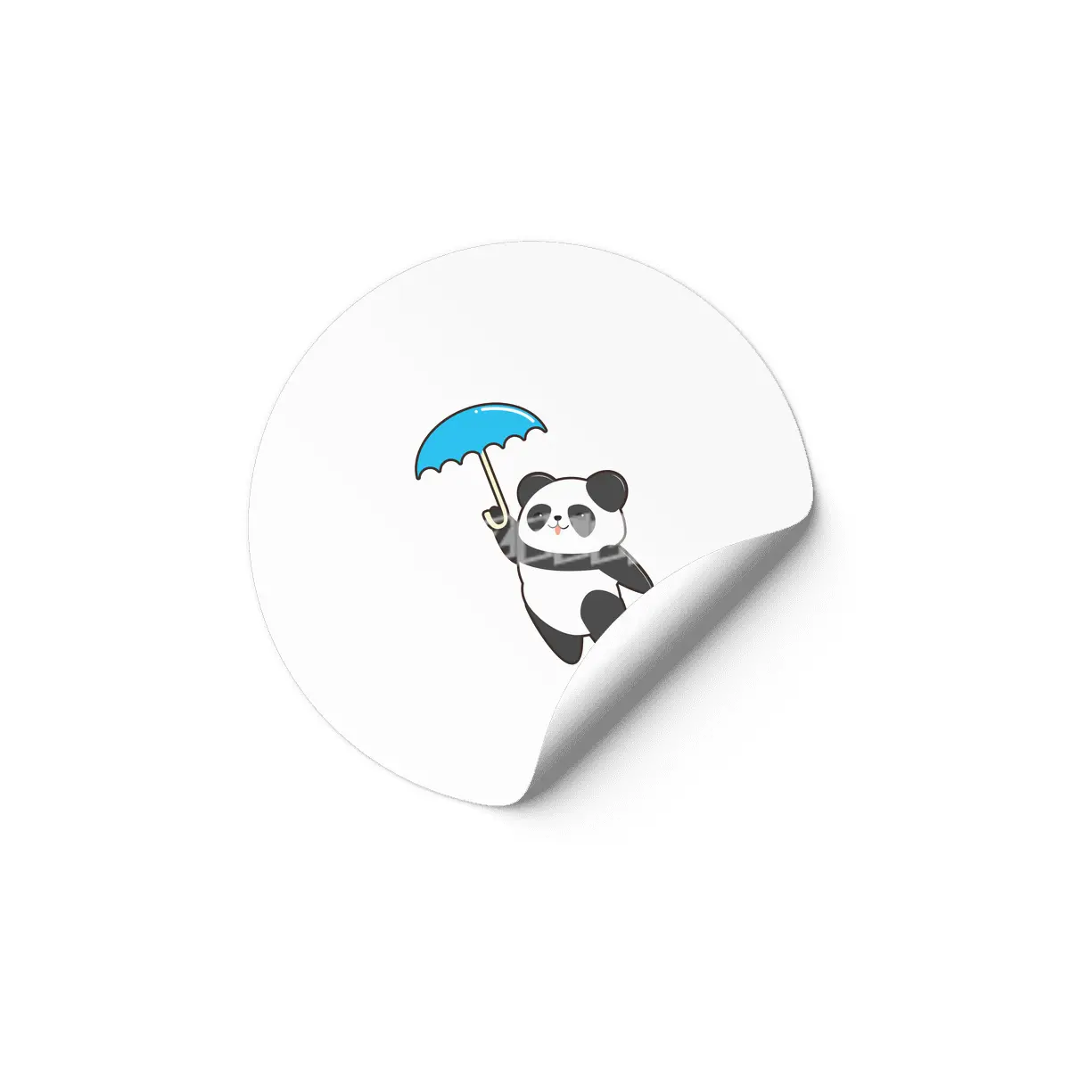 Panda at Rain with Umbrella Etiket