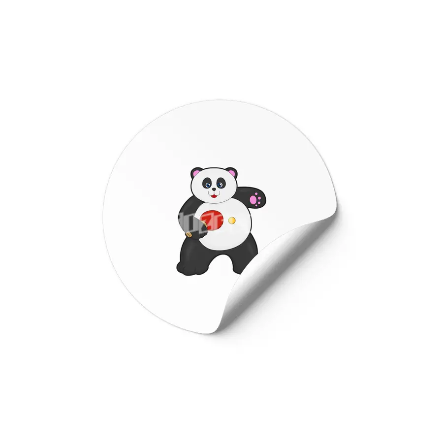 Panda at Table tennis with Table tennis racket Etiket