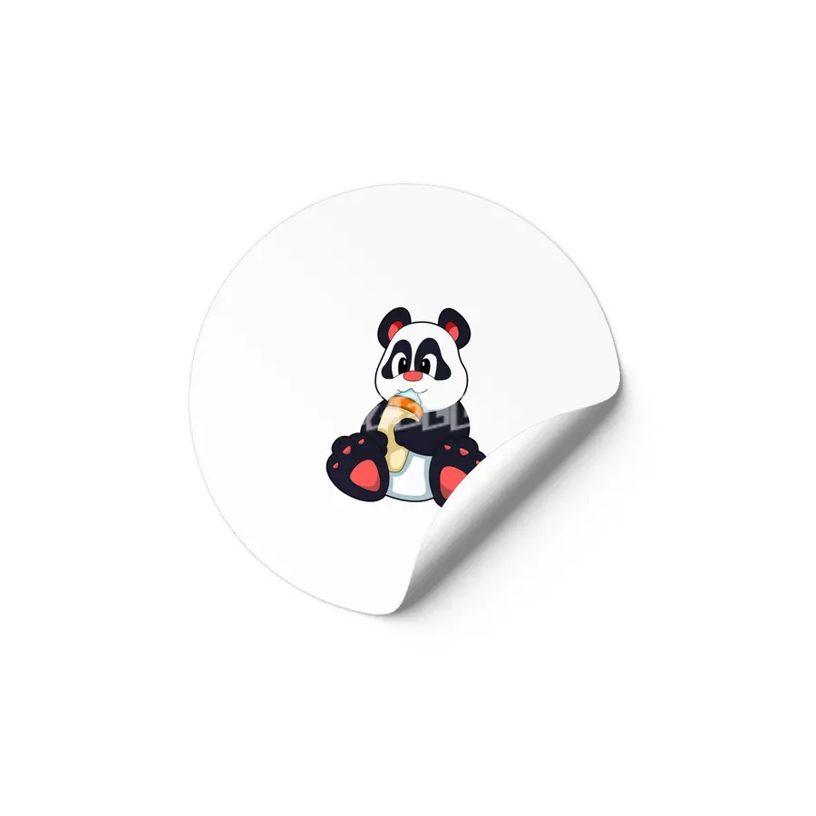 Panda with Baby bottle with Milk Etiket