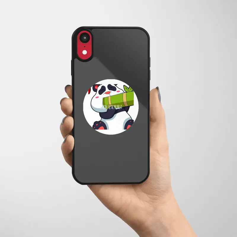 Panda with Bamboo & Heart Etiket