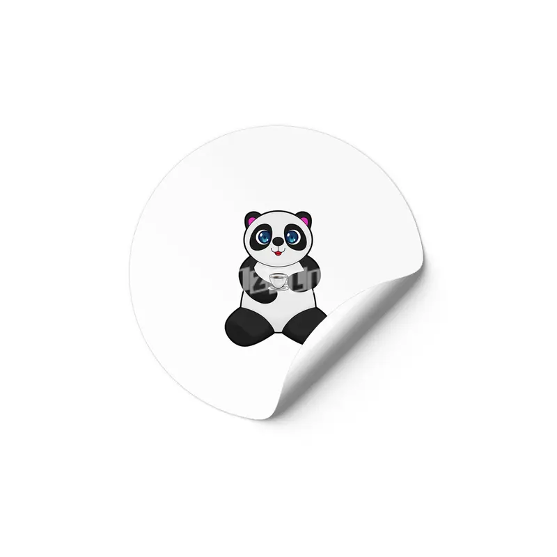 Panda with Cup of Coffee Etiket
