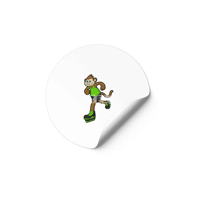 Monkey as Skater with Inline skates Etiket
