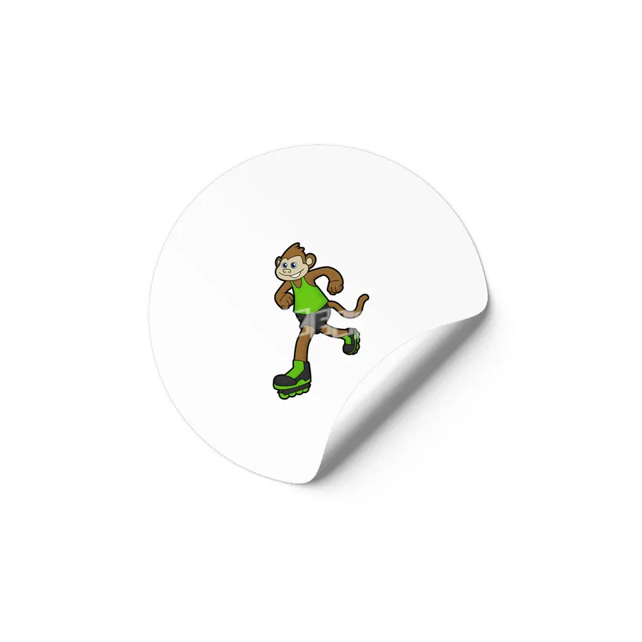 Monkey as Skater with Inline skates Etiket