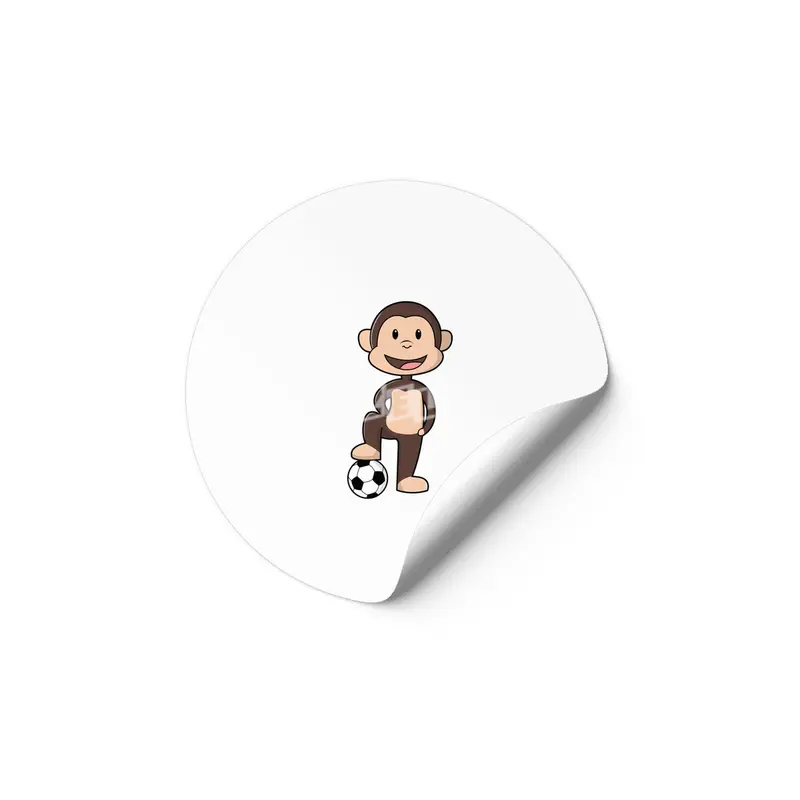 Monkey as Soccer player with Soccer ball Etiket