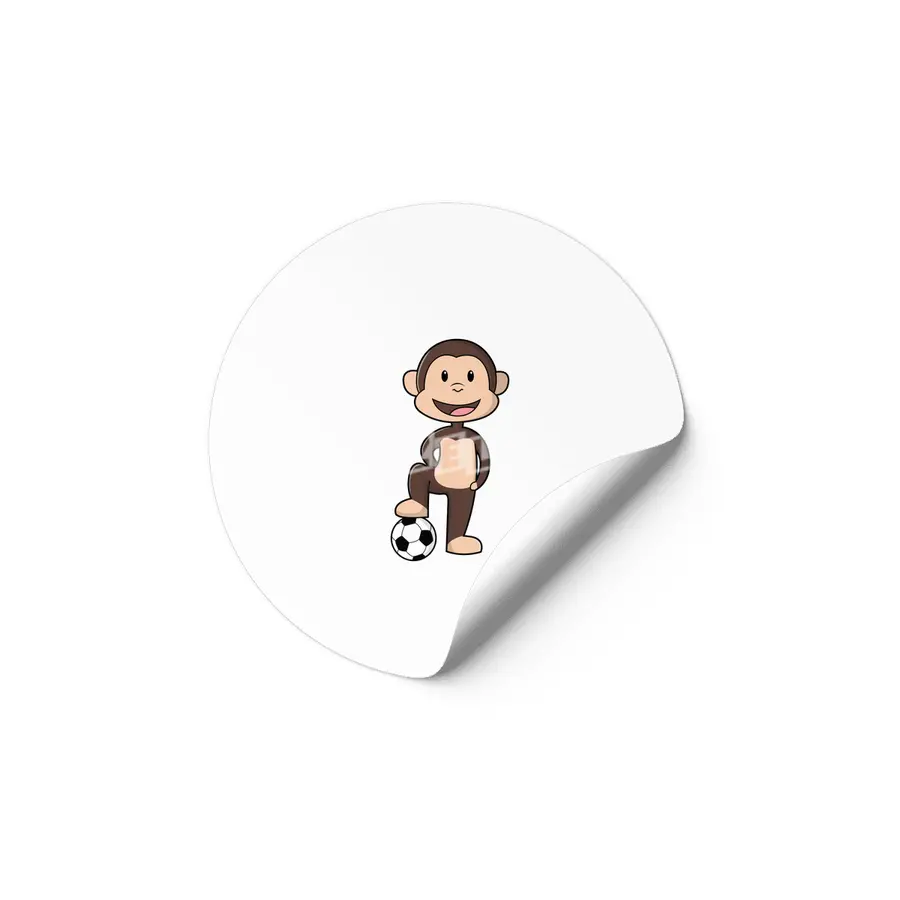 Monkey as Soccer player with Soccer ball Etiket