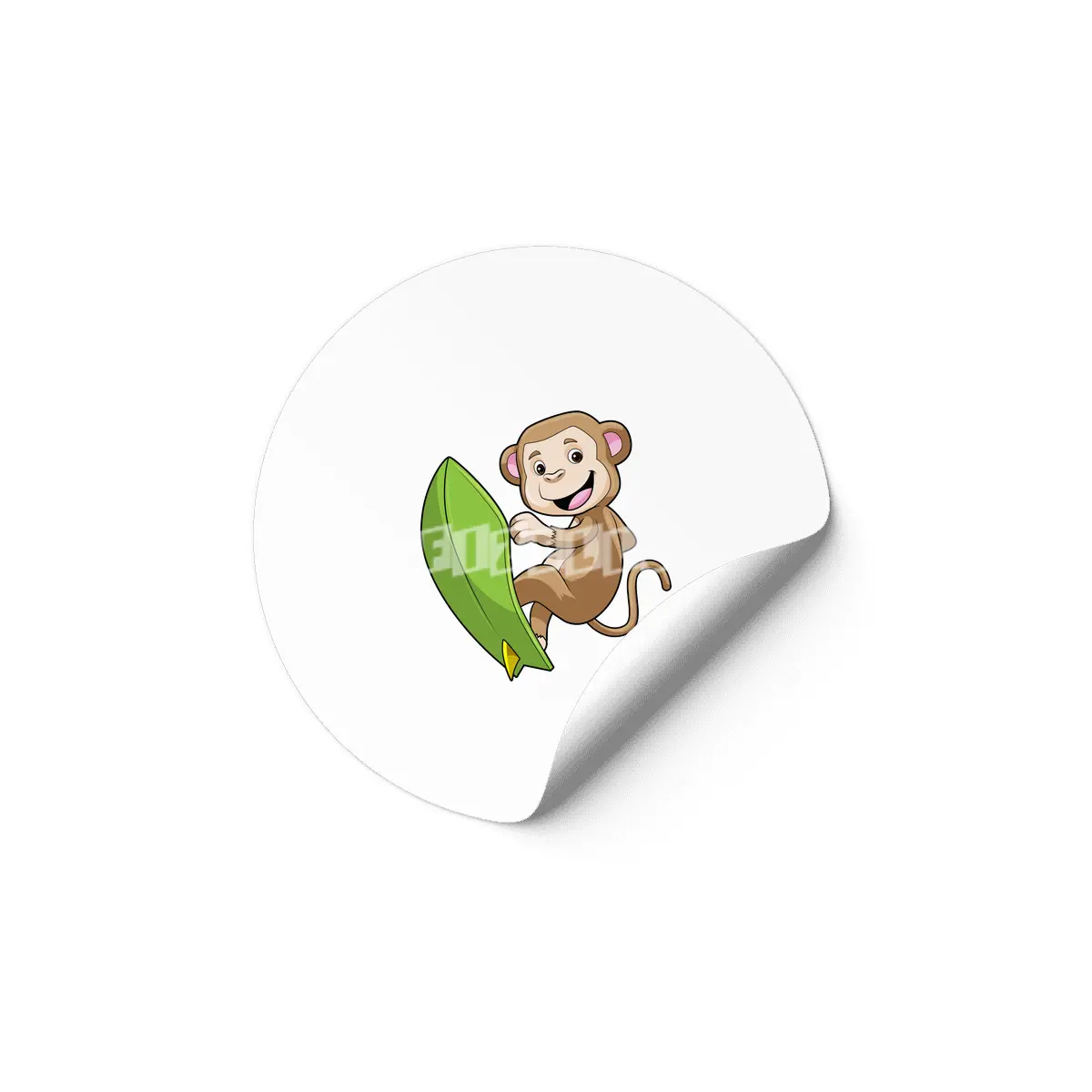 Monkey as Surfer with Surfboard Etiket