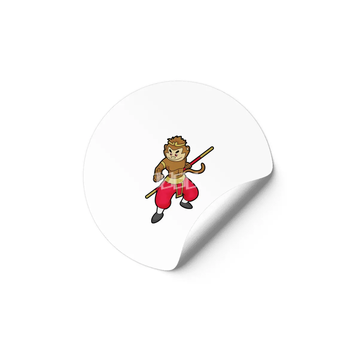Monkey as Warrior with Staff & Headband Etiket